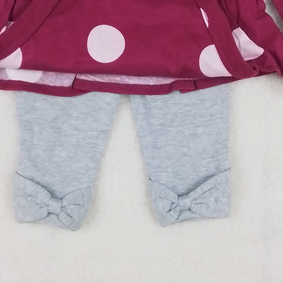 Carter's Baby Cotton‎ 2-Piece Set Size 3mo in Pink and Gray w/ Polka Dots - Picture 4 of 11